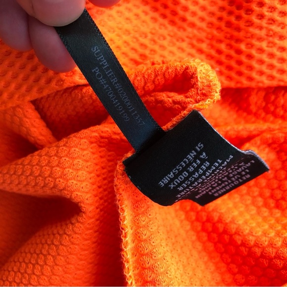 Lauren Ralph Lauren Honeycomb Half Zipper Neon Orange / White Long Sleeve Top  L - Picture 13 of 13